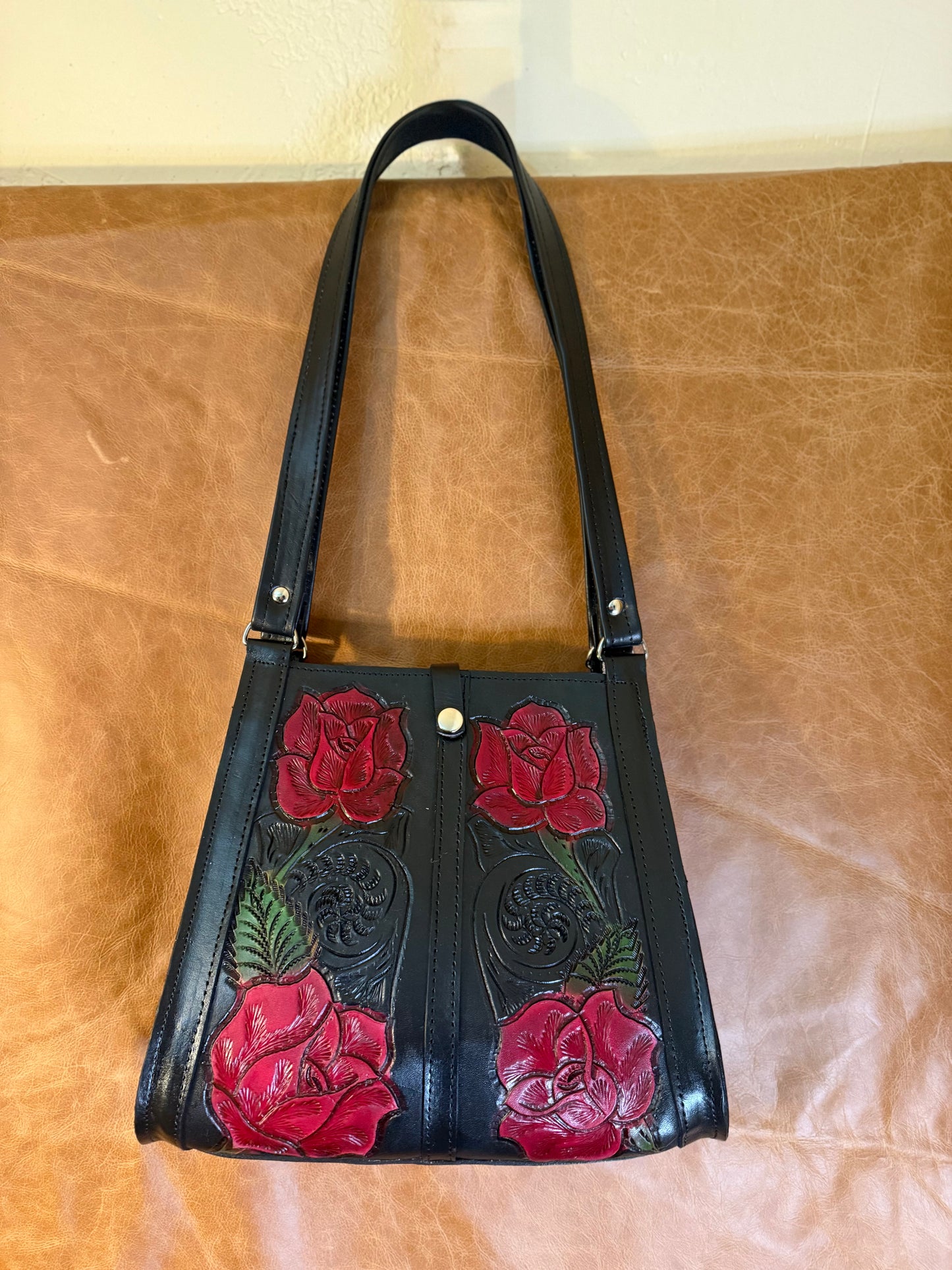 BOLSA DE PIEL ROSAS GRANDE