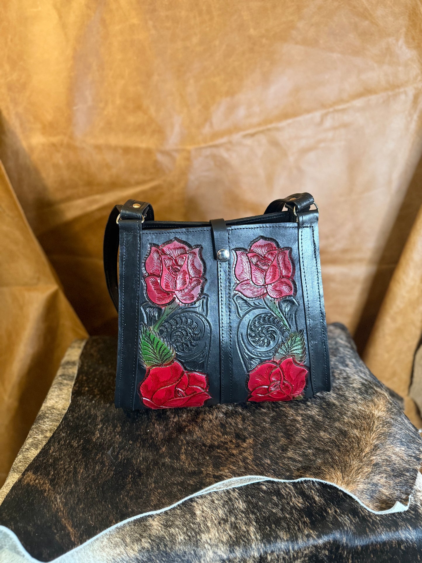 BOLSA DE PIEL ROSAS GRANDE