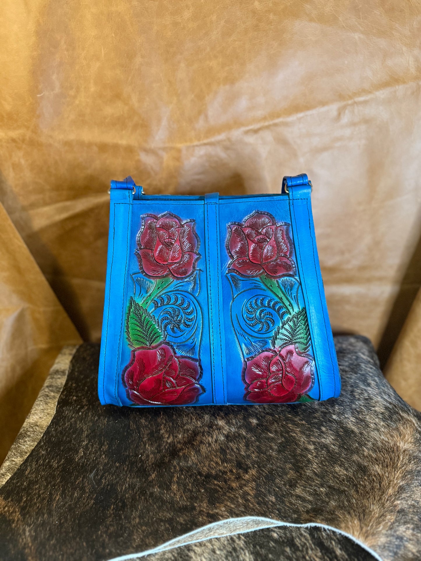 BOLSA DE PIEL ROSAS GRANDE
