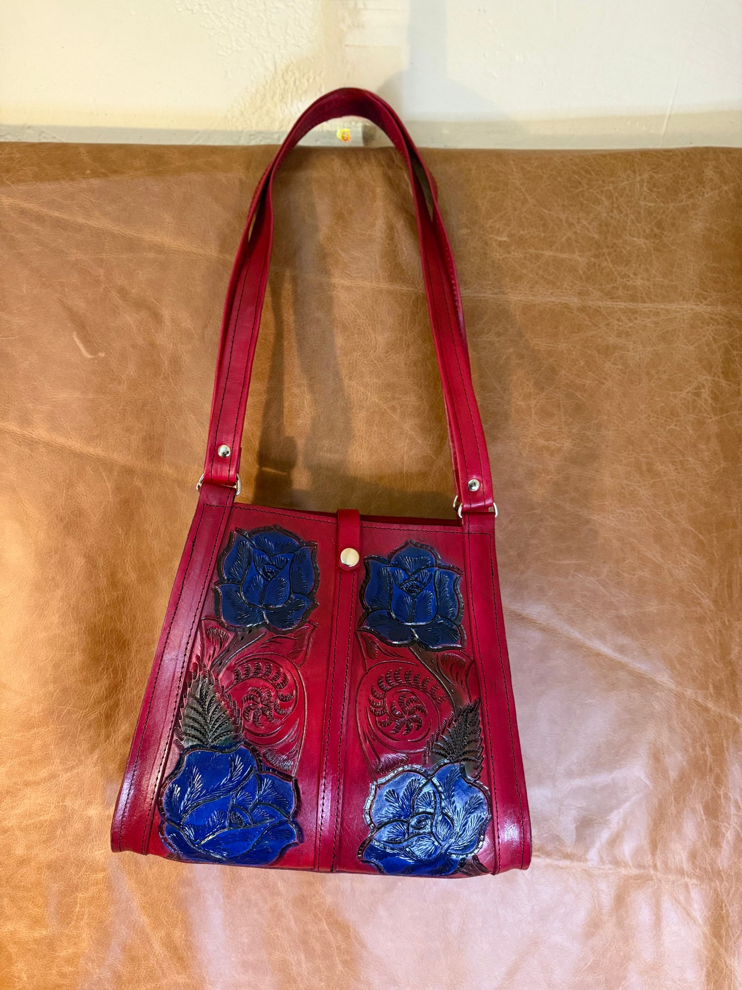BOLSA DE PIEL ROSAS GRANDE