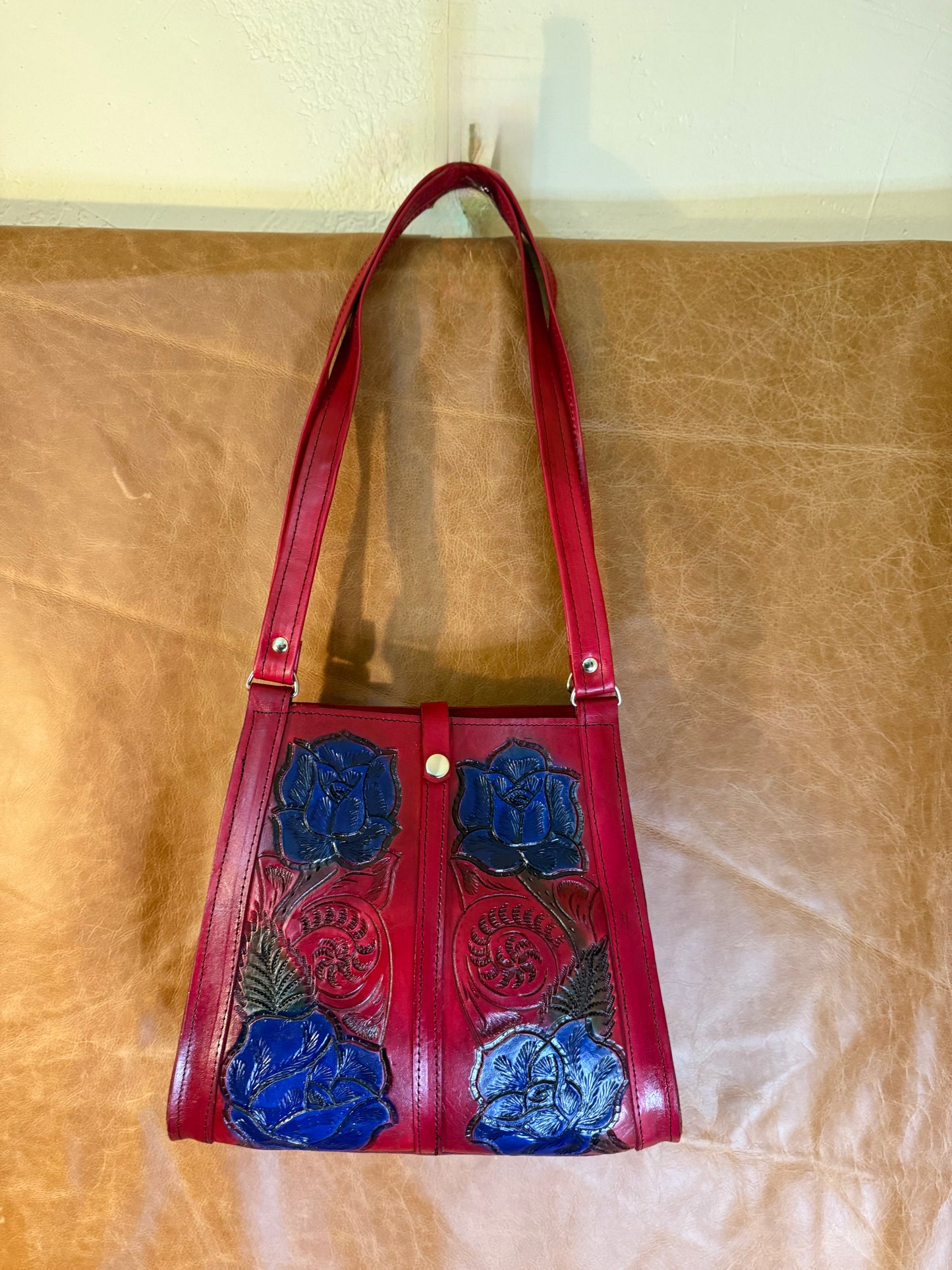 BOLSA DE PIEL ROSAS GRANDE
