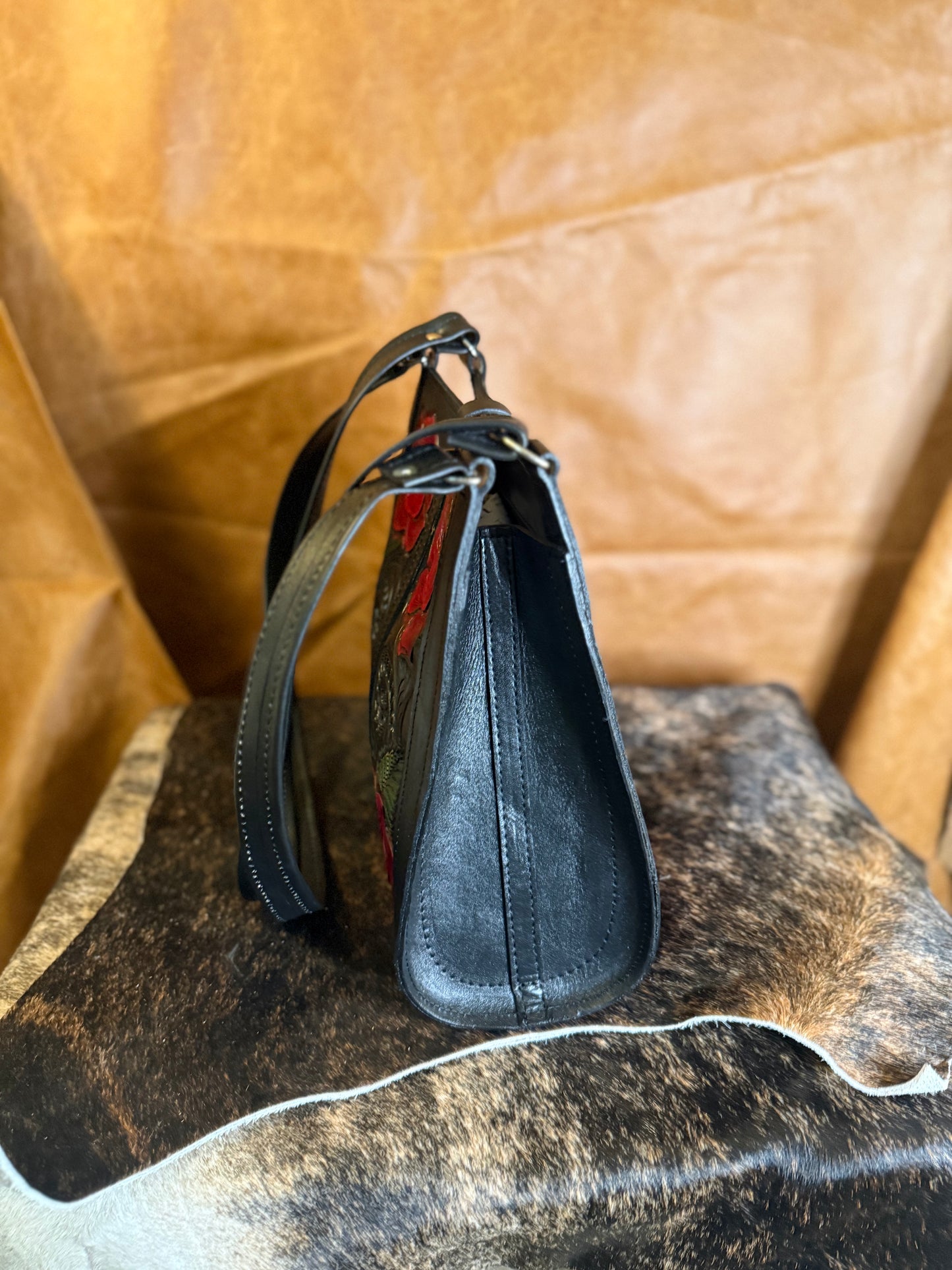 BOLSA DE PIEL ROSAS GRANDE