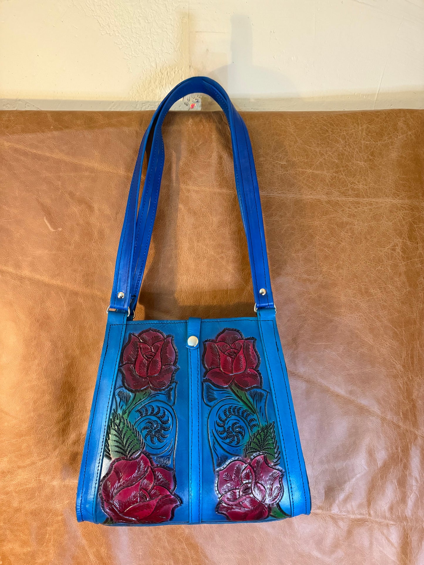 BOLSA DE PIEL ROSAS GRANDE