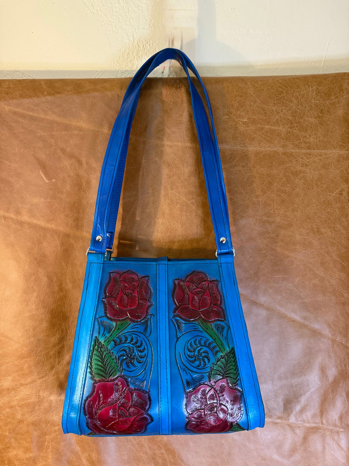 BOLSA DE PIEL ROSAS GRANDE