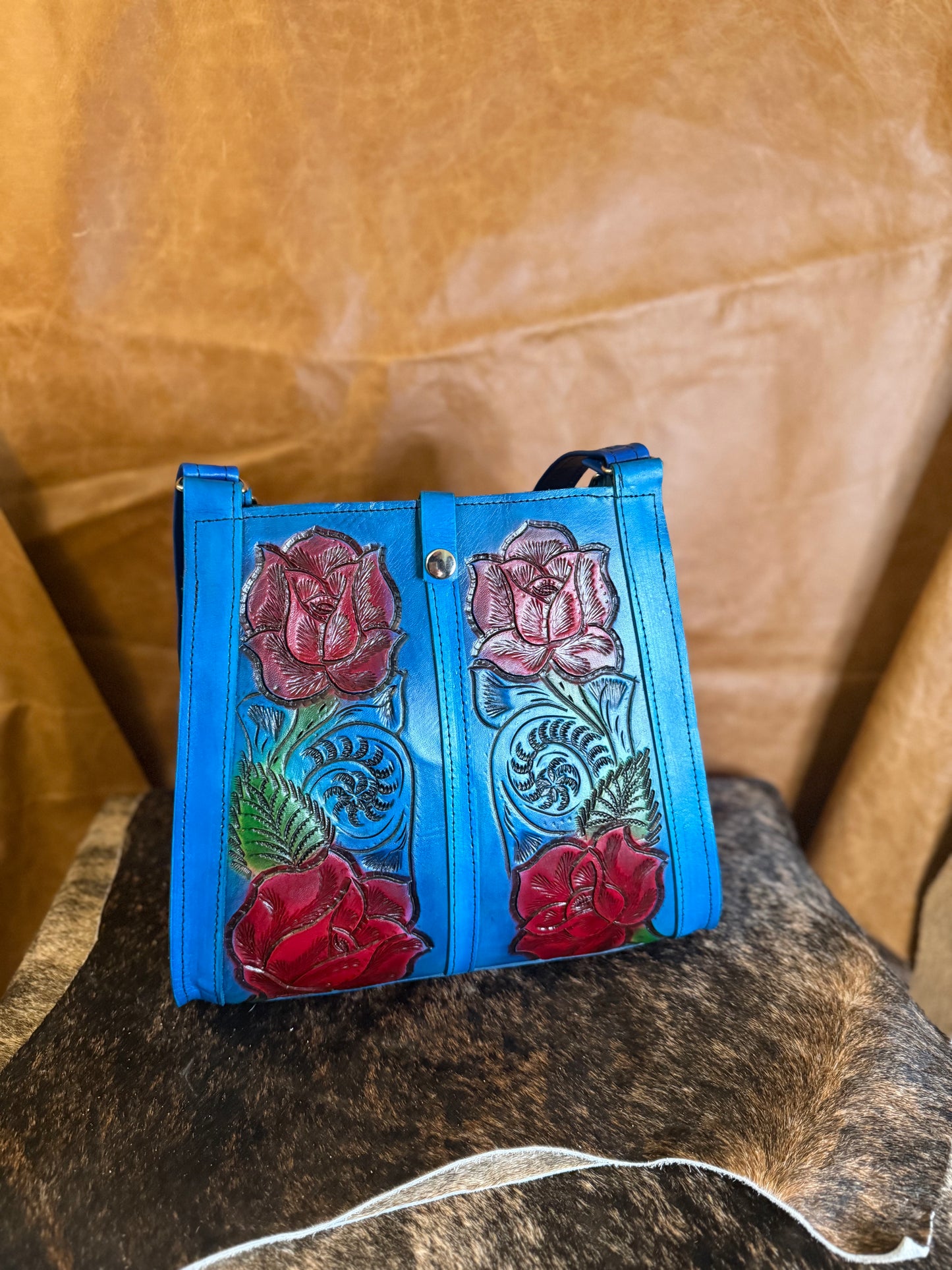 BOLSA DE PIEL ROSAS GRANDE