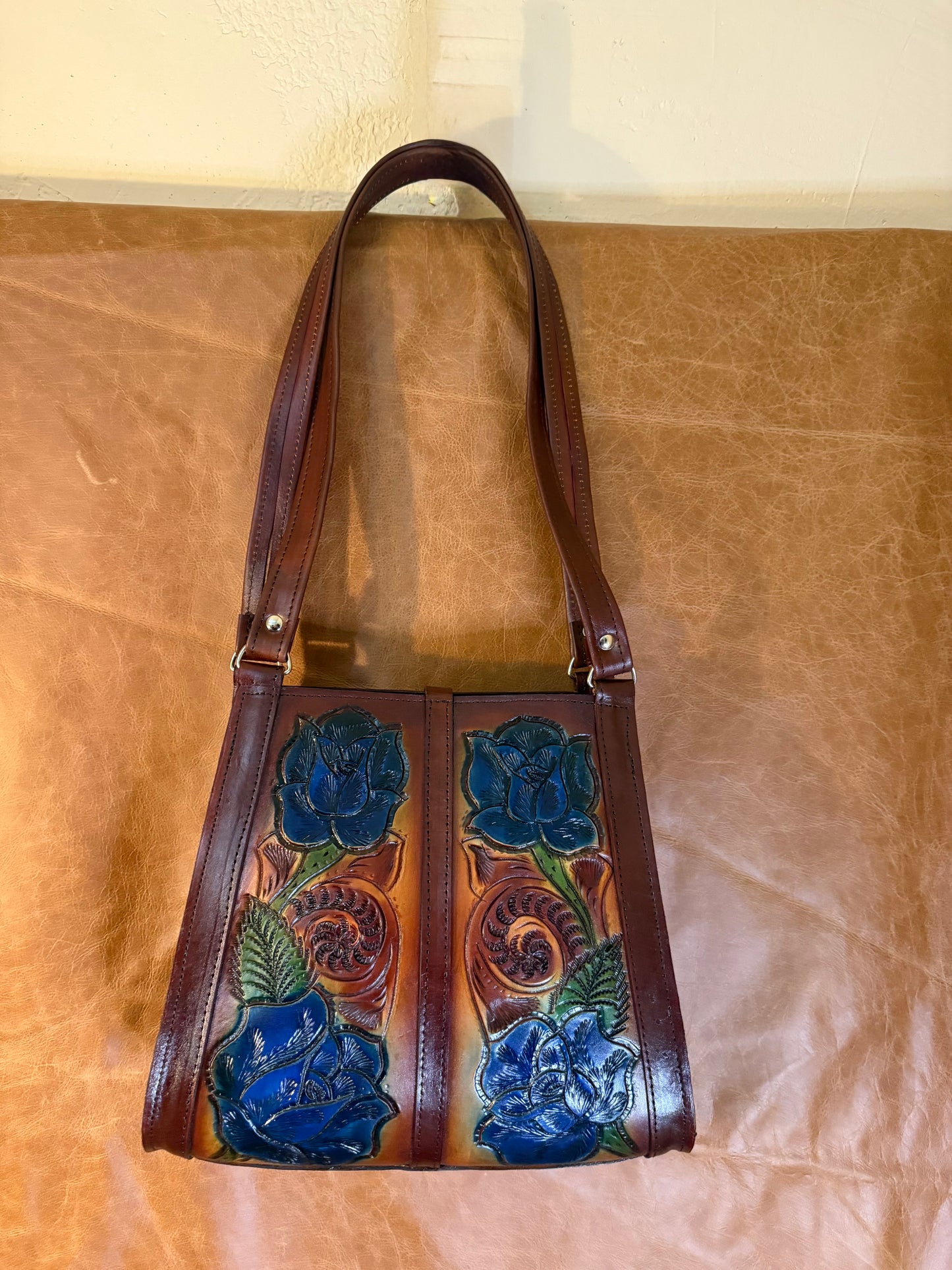 BOLSA DE PIEL ROSAS GRANDE