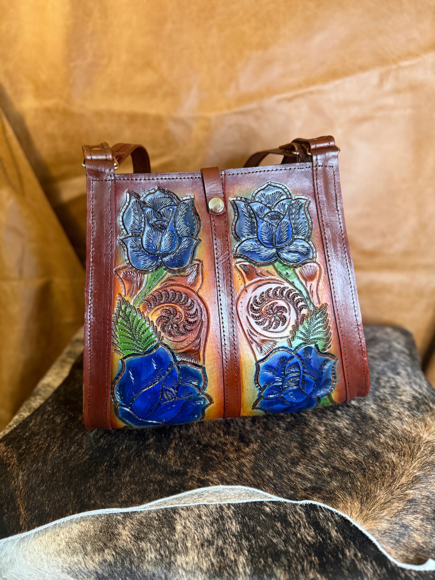 BOLSA DE PIEL ROSAS GRANDE