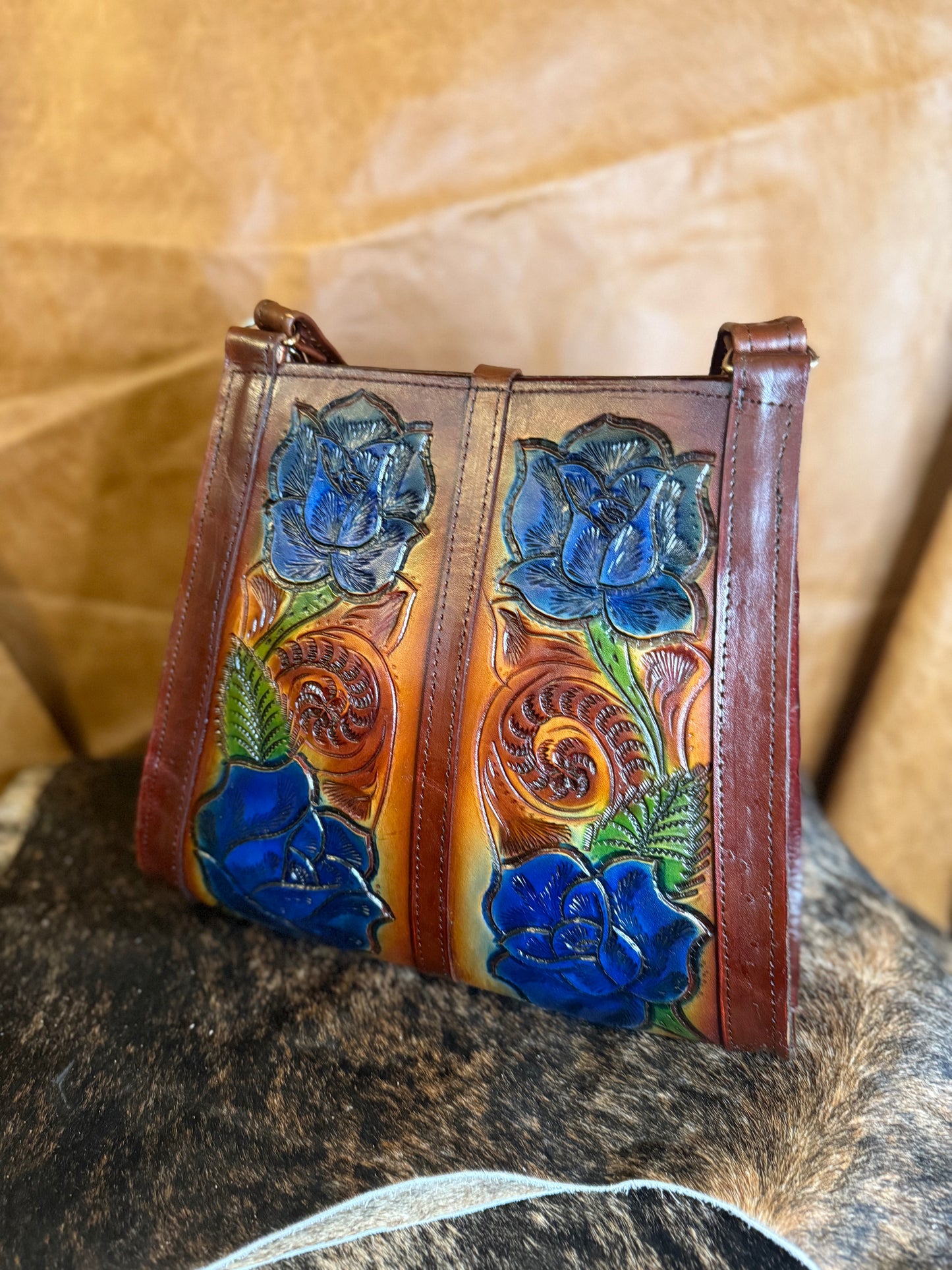 BOLSA DE PIEL ROSAS GRANDE