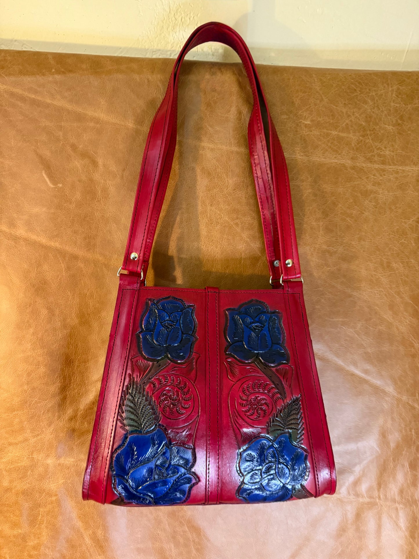 BOLSA DE PIEL ROSAS GRANDE