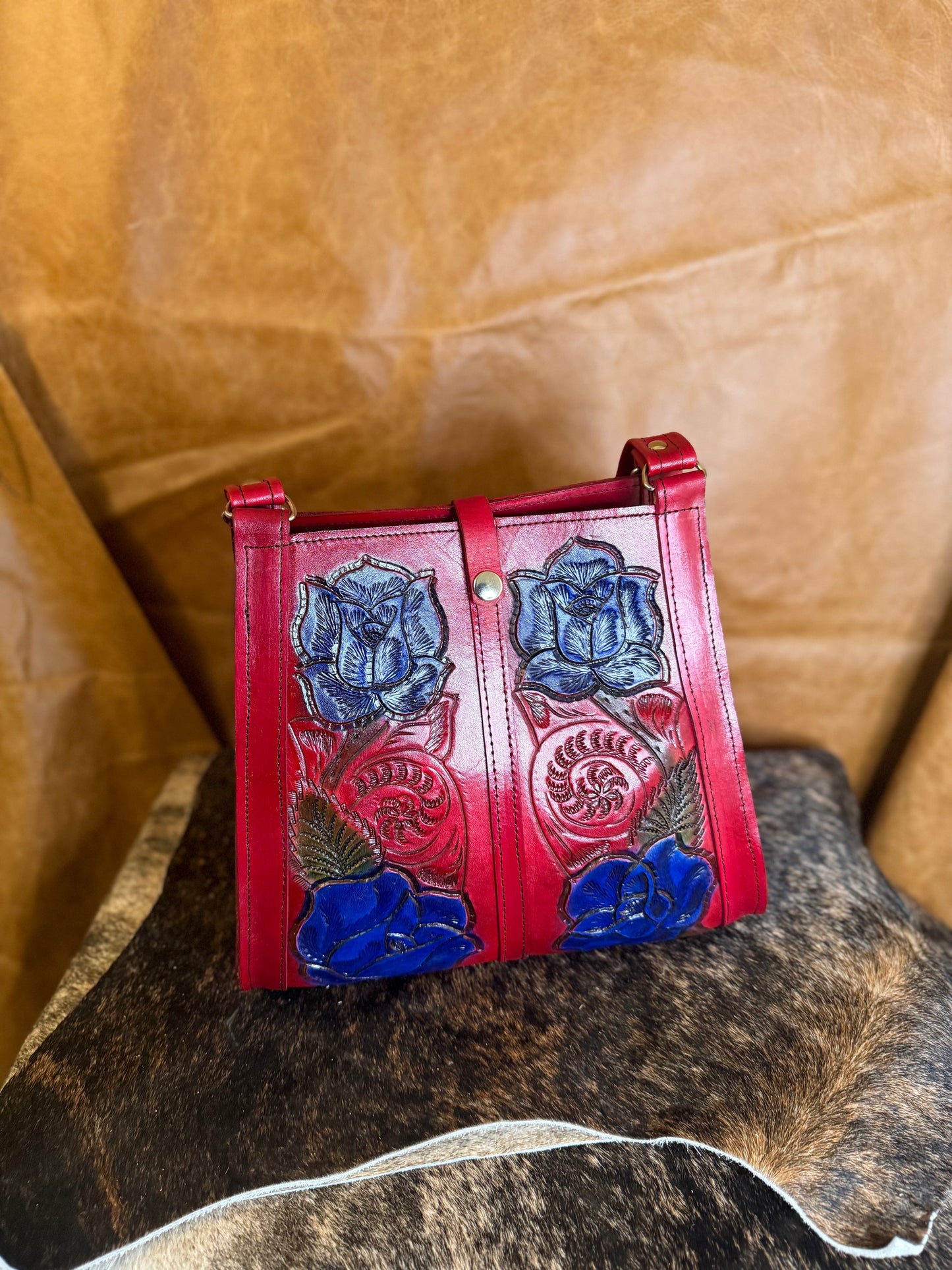 BOLSA DE PIEL ROSAS GRANDE
